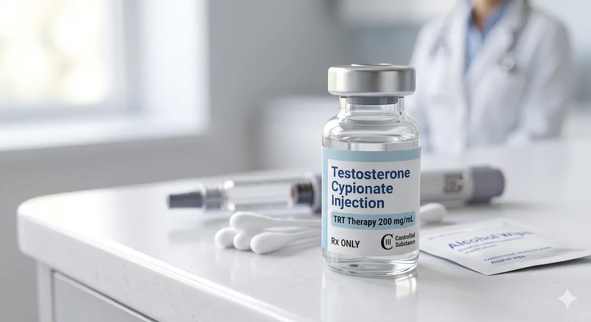 Testosterone Cypionate injection vial for TRT
